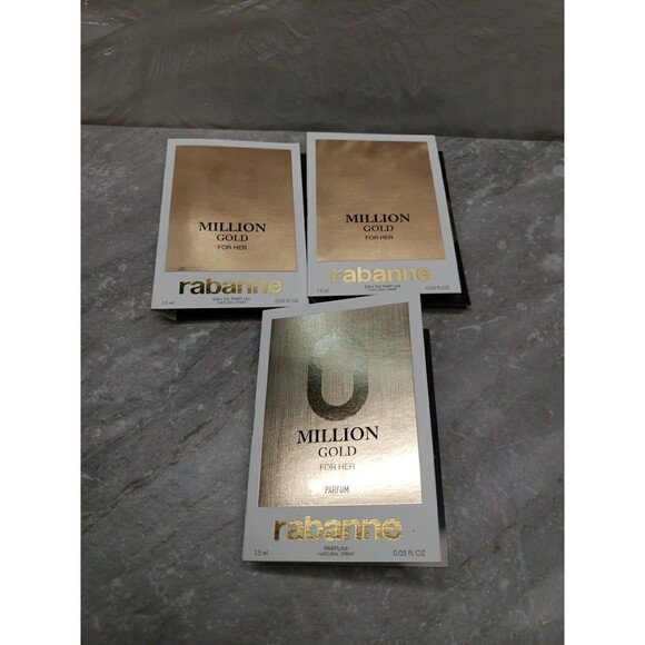 4 x Rabanne Million Gold For Her Eau de Parfum Spray Vials 1.5 ml/0.05 oz assort - Picture 3 of 4